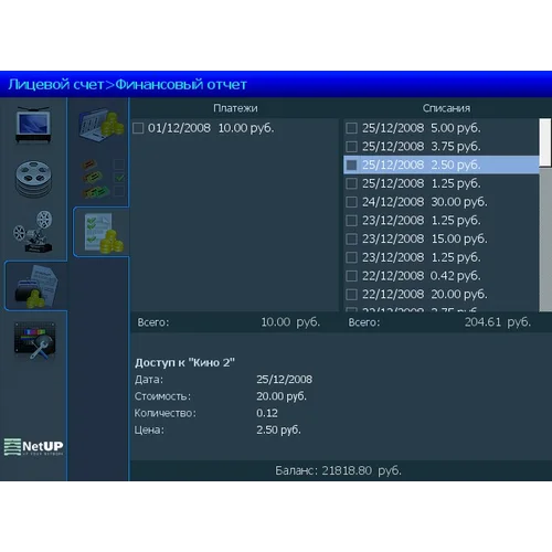 Система клиентского самообслуживания NetUP Middleware Система клиентского самообслуживания NetUP Middleware